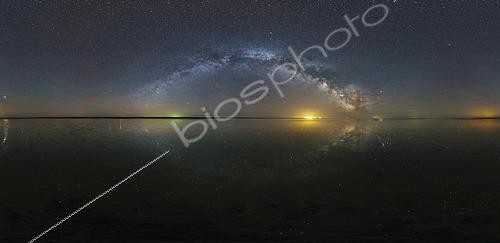 Biosphoto | 2484634 | 360 panorama of the Milky Way with reflection of stars over Lake Elton salt lake in Russia. | &copy; Yuri Zvezdny / Stocktrek Images / Biosphoto