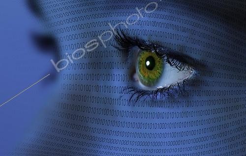 Biosphoto | 2431396 | A woman's eye and binary code | &copy; J.W.Alker / imageBROKER / Biosphoto
