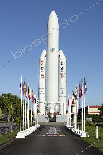 Biosphoto | 2587653 | Ariane 5 model at the entrance to the Guiana Space Center. French Guiana. | &copy; Nicolas Defaux / Biosphoto