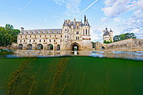 Biosphoto | 2627172 | Chenonceau castle with the river Le Cher passing below - aerial view - Indre et Loire - France | &copy; Bruno Guénard / Biosphoto
