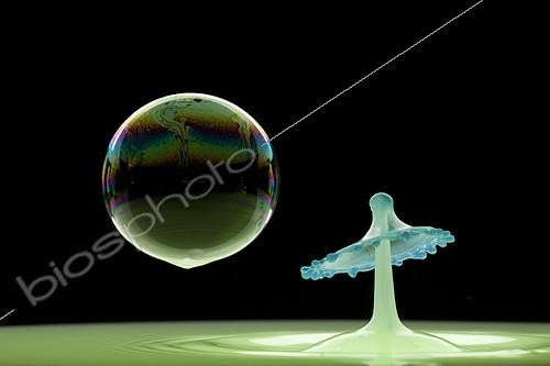Biosphoto | 2124741 | Drop of colored water and soap bubble | &copy; Joël Héras / Biosphoto
