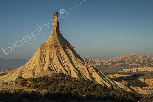 Biosphoto | 2613642 | Fairy chimney under the moon, Bardenas Reales, Spain. | &copy; Alberto Ghizzi Panizza / Biosphoto