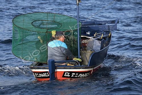 Biosphoto | 2609495 | Fisherman on the north coast of Tenerife. Fishing sector. Shrimp fishing (Plesionika narval) is a professional and artisanal activity carried out from small boats. Traps are placed on the seabed at depths of between 50 and 150 meters, and some fish are caught there. It is practiced year-round, although catches are more abundant in summer. Production is mainly for local consumption. BOAT: El Terror de los Mares. FISHERMAN: Frisco. San Marcos Fishermen's Guild of Icod de los Vinos, Tenerife, Canary Islands. | &copy; Sergio Hanquet / Biosphoto