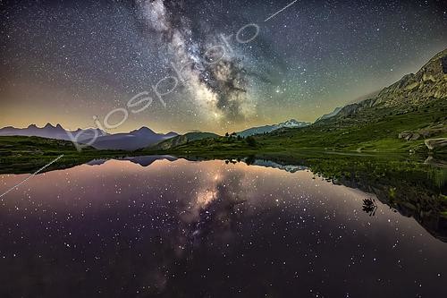 Biosphoto | 2610258 | Lac Guichard under the stars, the Milky Way takes shape in the heart of the night above the lake located at the Col de la Croix de Fer in Maurienne, Savoie, Alps, France | &copy; Jean-Philippe Delobelle / Biosphoto
