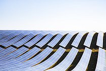 Biosphoto | 2490391 | Large photovoltaic installation in a natural environment above Les Mées, Plateau de Valensole, Alpes de Haute Provence, France | &copy; David Tatin / Biosphoto