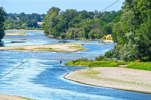 Biosphoto | 2610071 | Line fishing in summer on the Allier river, the last great wild river in France, Auvergne. | &copy; Monique Morin / Biosphoto