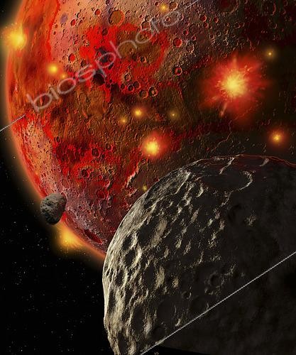 Biosphoto | 2483918 | Nearly 4 billion years ago, the still-molten Earth was pummeled by giant asteroids. | &copy; Ron Miller / Stocktrek Images / Biosphoto