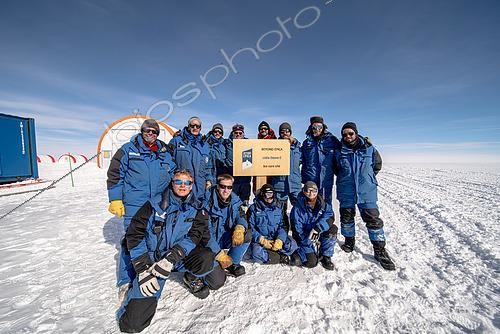 Biosphoto | 2593685 | Photo of the team after the successful container transfer mission. On the surface, such a mission may seem straightforward, but it can be subject to a very wide and unlikely range of unforeseen events that could easily cause it to be cancelled. Little Dome C, Antarctic Plateau, Antarctica | &copy; Armand Patoir / Biosphoto