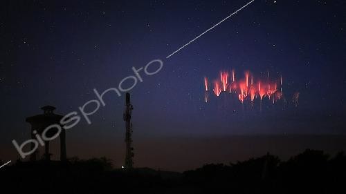 Biosphoto | 2590952 | Red sprites above a thunderstorm in the Pyrenees, photographed from Utelle, Alpes-Maritimes, France | &copy; Christophe Suarez / Biosphoto