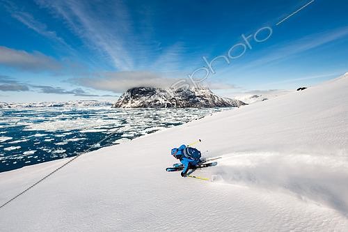 Biosphoto | 2571187 | Skier in Nuuk fjord, Greenland | &copy; Stéphane Godin / Biosphoto