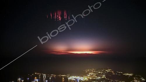 Biosphoto | 2590707 | Sprites or Red Sprites above a Mediterranean thunderstorm opposite Saint-Jean-Cap-Ferrat, Alpes Maritmies, France. Video capture. | &copy; Christophe Suarez / Biosphoto