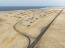 Biosphoto | 2622113 | The odd holiday settlement of Wlotzkasbaken at the Atlantic coast. Aerial view. Drone shot. Namib Desert, Skeleton Coast, Namibia. | &copy; Thomas Dressler / Biosphoto