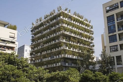 Biosphoto | 427952 | Wall vegetation on the property  Flower Tower  Paris France | &copy; Claudius Thiriet / Biosphoto