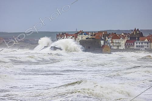 Biosphoto | 2579475 | Waves hitting the fort at Ambleteuse during storm Pierrick, Côte d'Opale, Pas-de-Calais, France | &copy; Yann Avril / Biosphoto