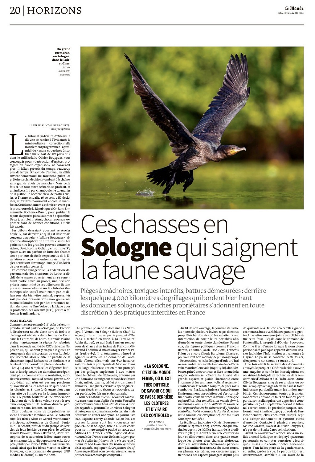 Le Monde, avril 2026. Photo Guy Van Langenhove / Biosphoto